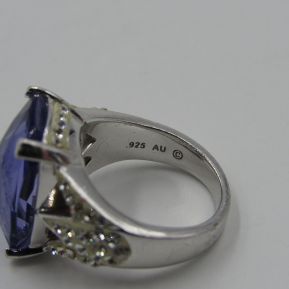 Vintage Size 7 Sterling Large Purple Glass Ring - Picture 5 of 8